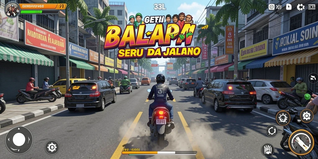 Gameplay Racing 33L dengan mobil yang beraksi di trek balapan.