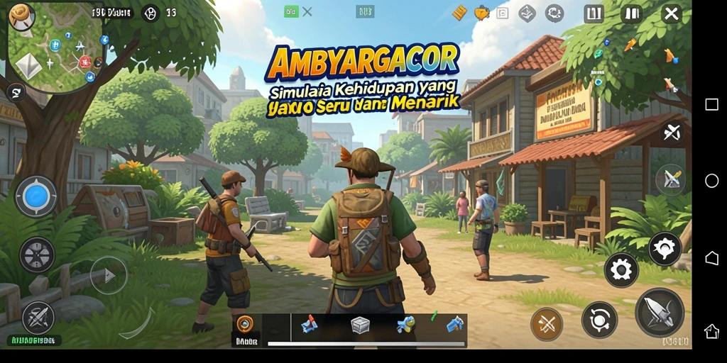 Gameplay <strong>AMBYARGACOR</strong> menunjukkan interaksi karakter dalam dunia simulasi yang hidup.