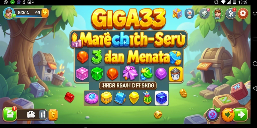 Tampilan gameplay GIGA33 dengan karakternya yang menarik dan efek grafis yang cerah.