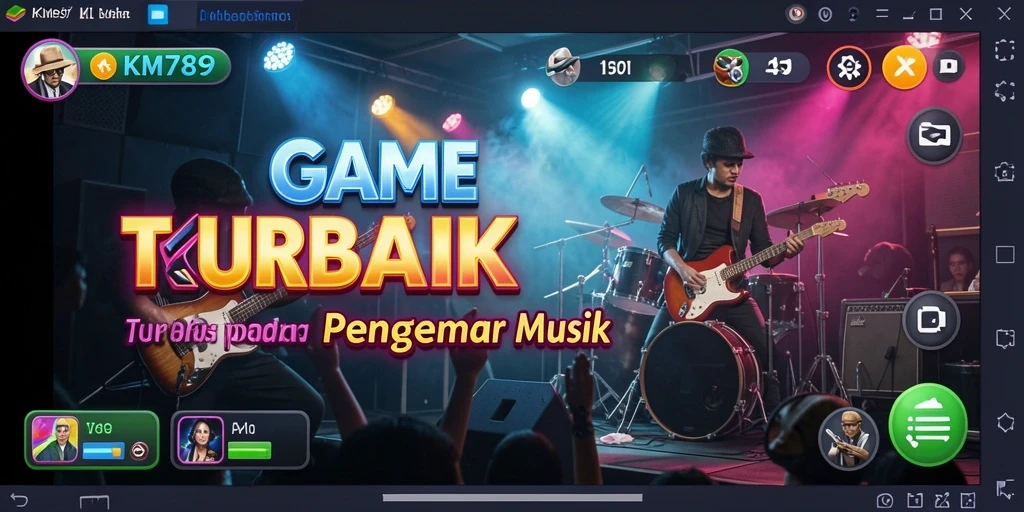 Tampilan gameplay KM789 dengan berbagai genre musik yang menarik.