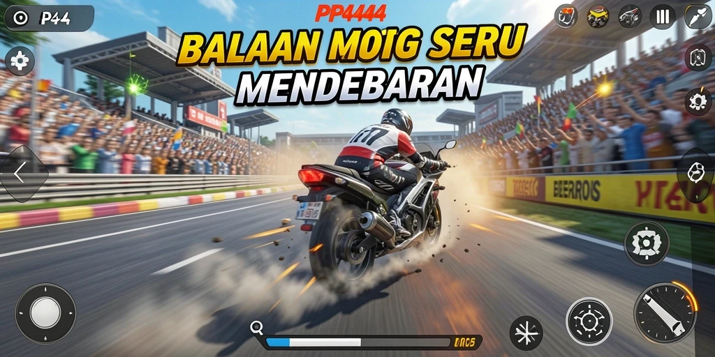 Gameplay PP444 yang menegangkan saat balapan motor.