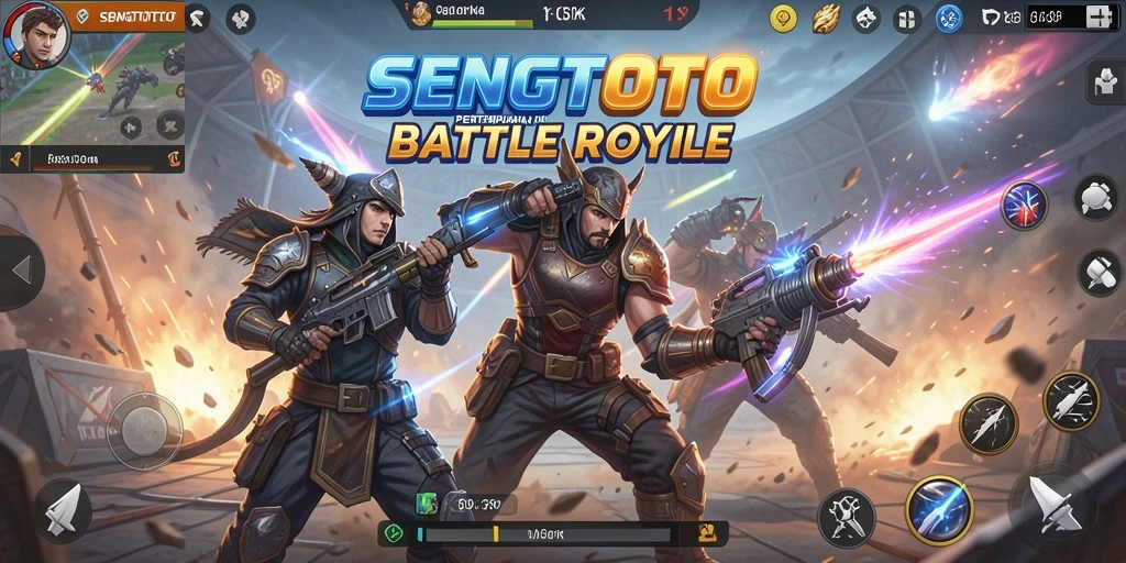 Tangkapan layar gameplay SENGTOTO menampilkan pertempuran intens di arena.