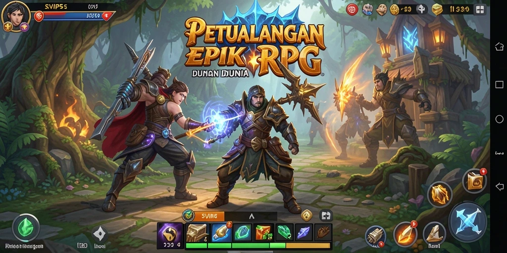 Tampilan gameplay RPG yang epik dan penuh aksi dalam SVIP5.